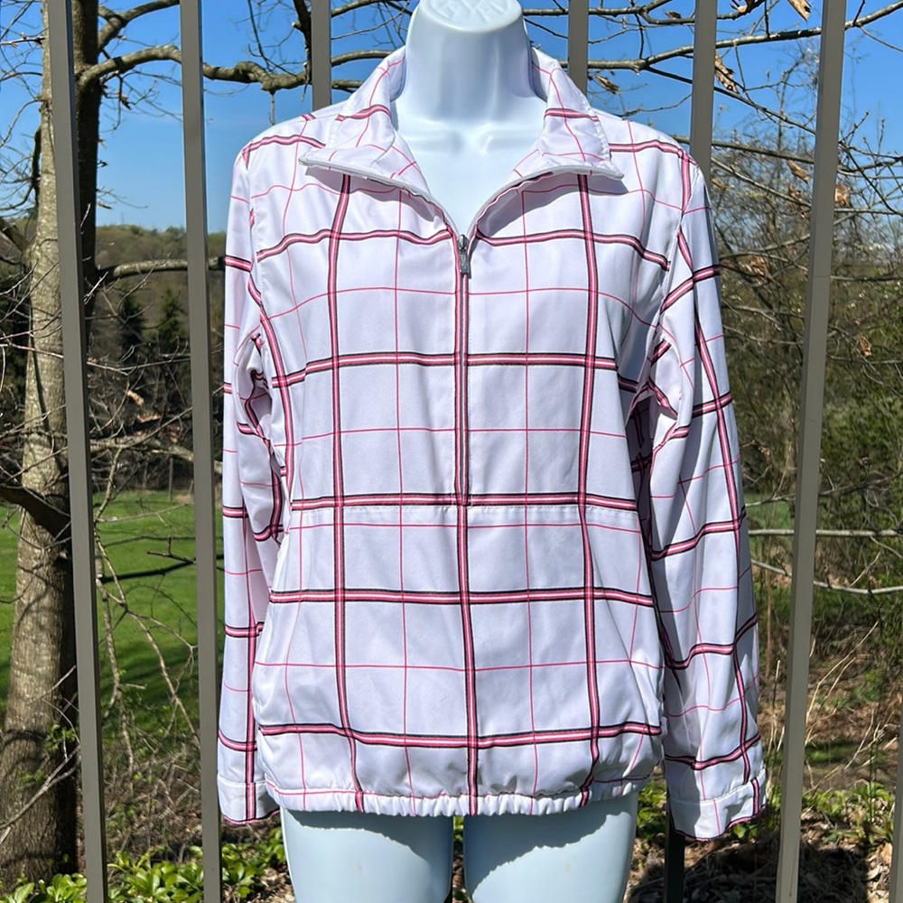 Liz Golf by Liz Claiborne Women’s Plaid Half Zip Golf Jacket Size M Petite